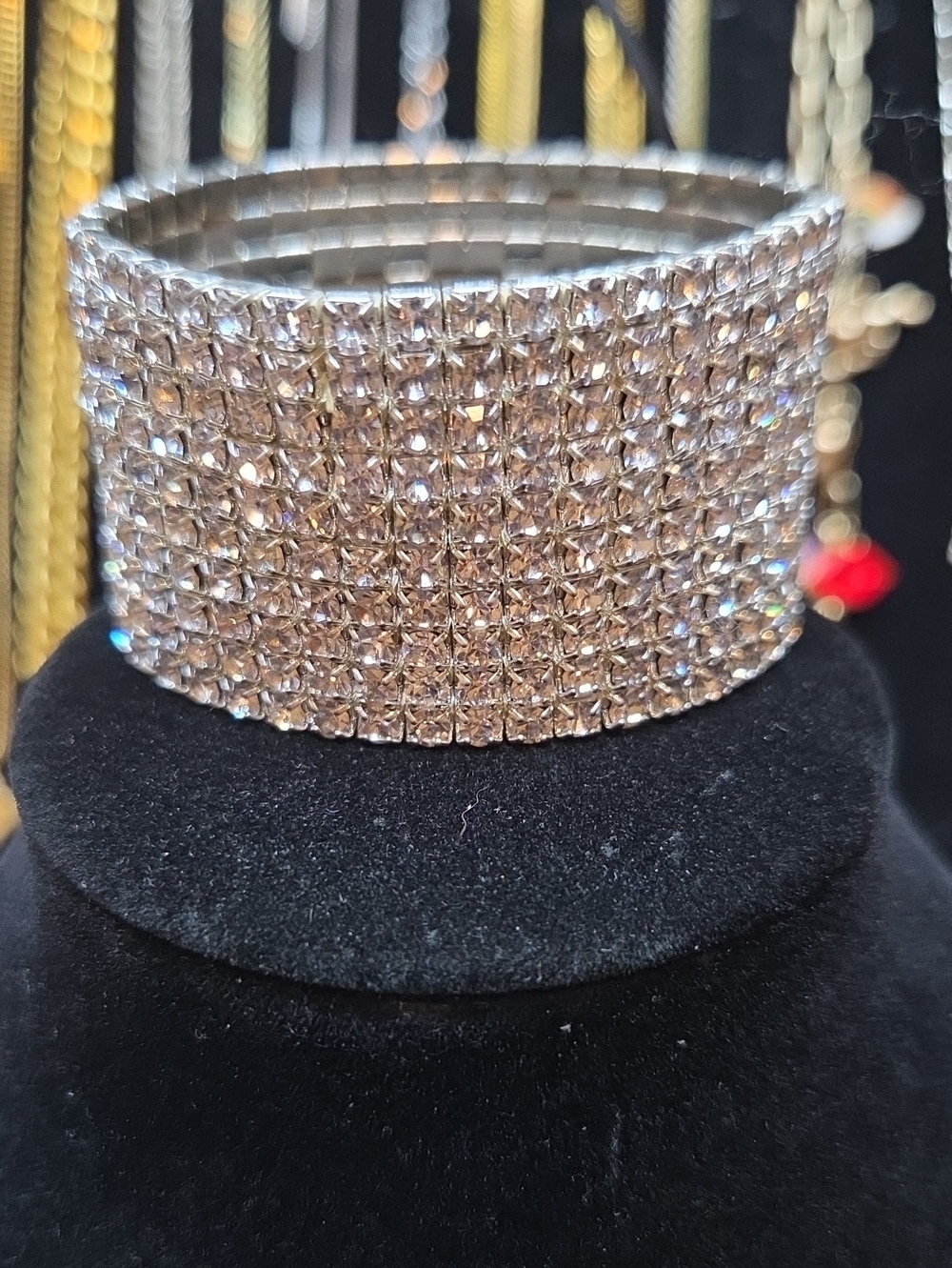 Crystal Wide Stretch Bracelet - Silver Sparkle
